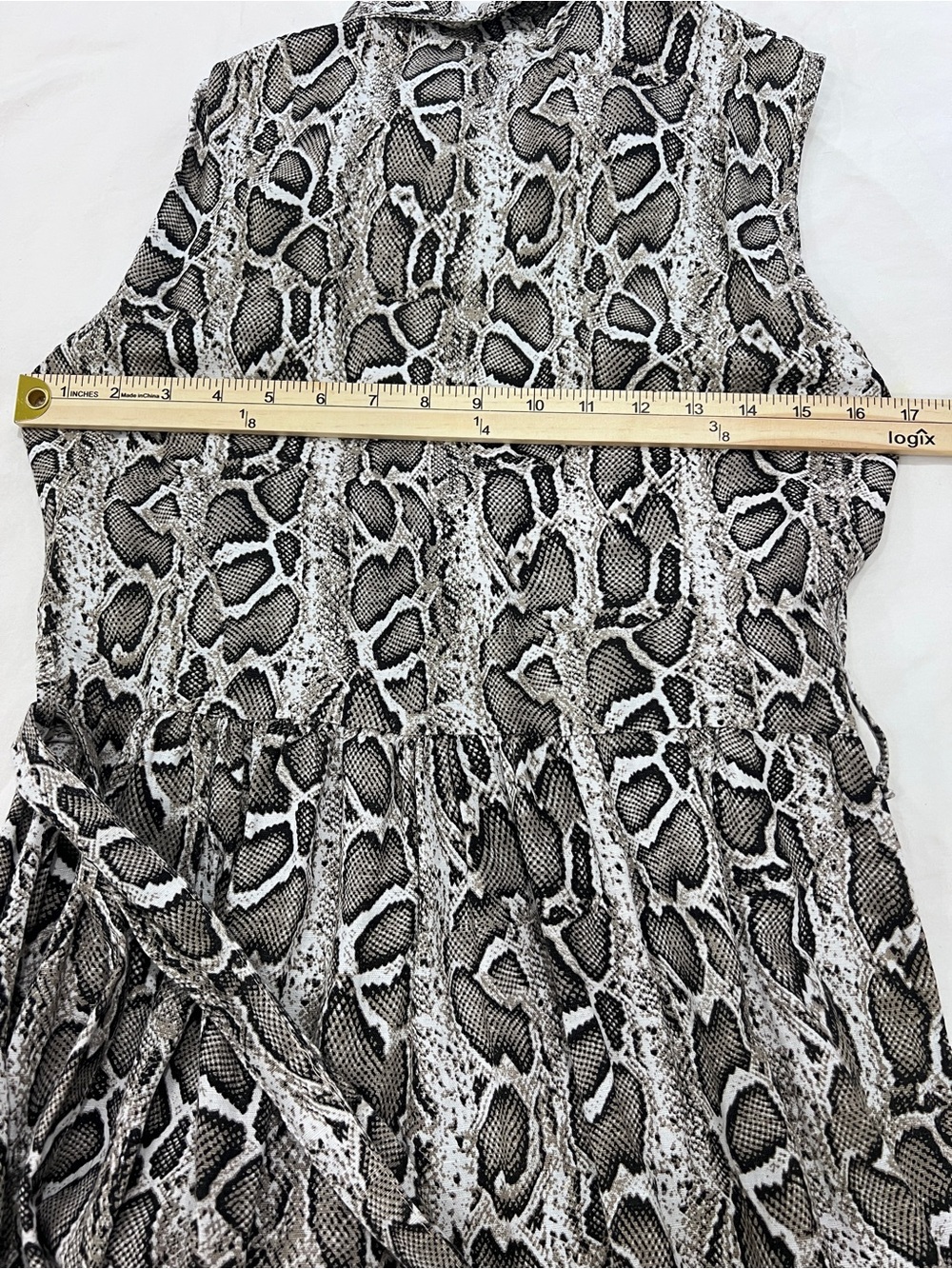 Laura Bianchi XS 100% Linen Snakeskin Print Belted Shirt Dress Made Italy - Picture 9 of 9